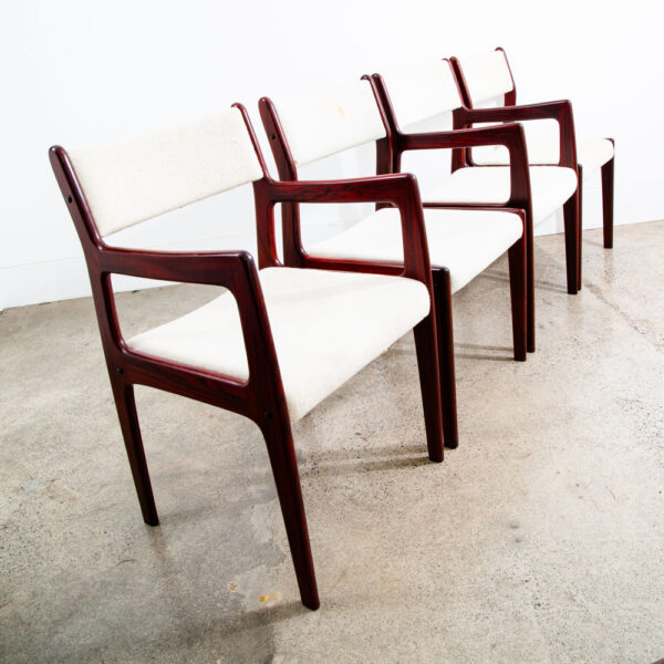 Mid Century Danish Modern Dining Chairs Set 6 Rosewood Farso White Denmark Arms - Image 3