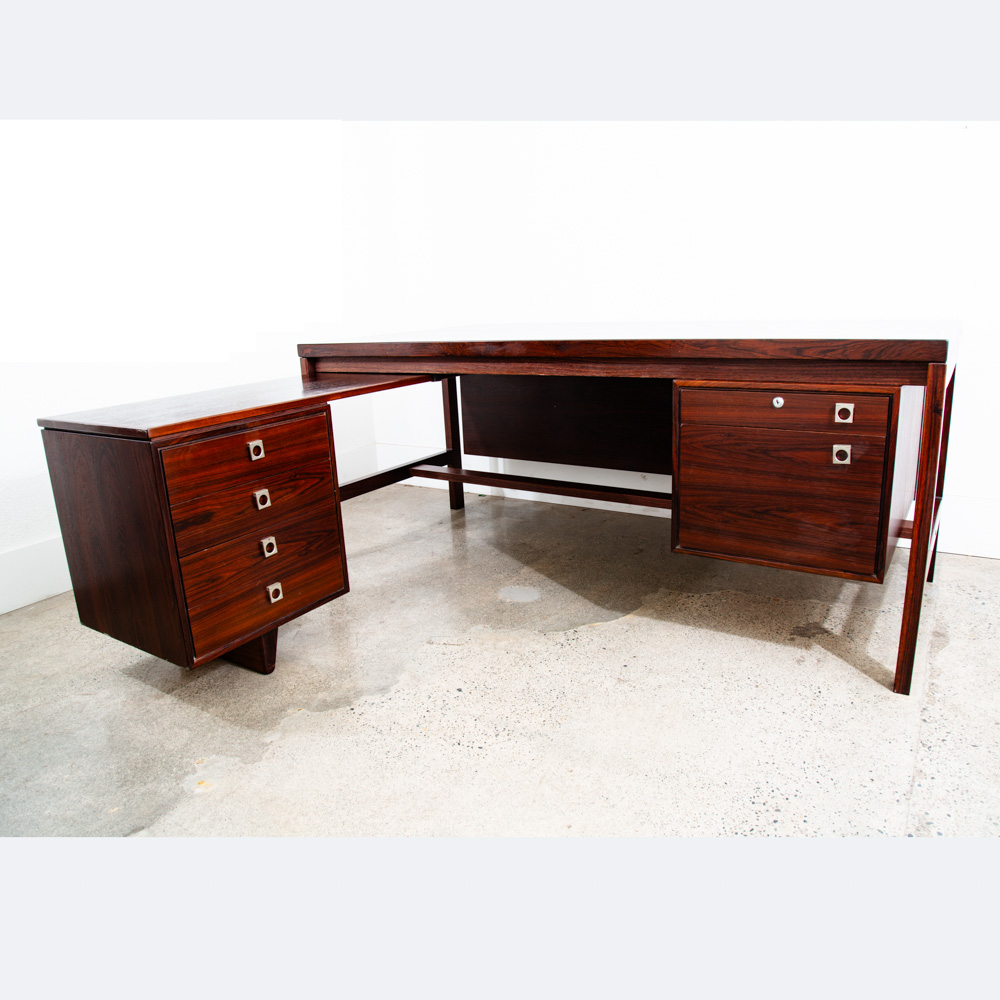 Mid Century Modern Desk Executive L shaped Arne Vodder HP Hansen Rosewood Return