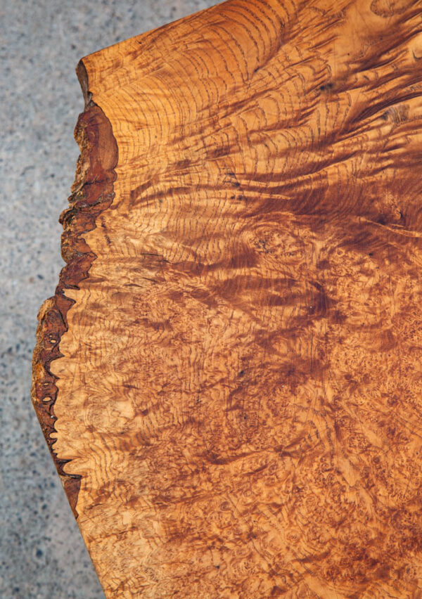 Mid Century Modern Coffee Table Live Edge Hairpin Wrought Iron Legs Burl Wood - Image 11