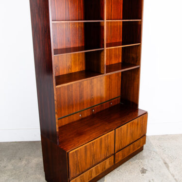 Mid Century Danish Modern Bookshelf Cabinet Rosewood Drawers Omann Jun Drawers