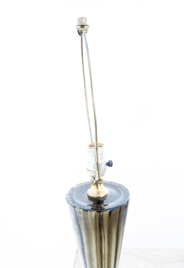 Mid Century Modern Table Lamp Glass Brass Vintage Lighting Light Gold Round Mcm - Image 6