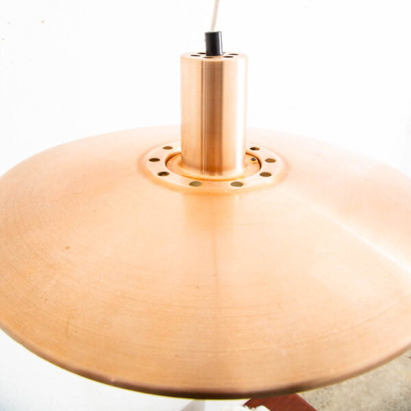 Mid Century Danish Modern Saucer Pendant Lamp Copper Finish Single Ceiling Light - Image 6