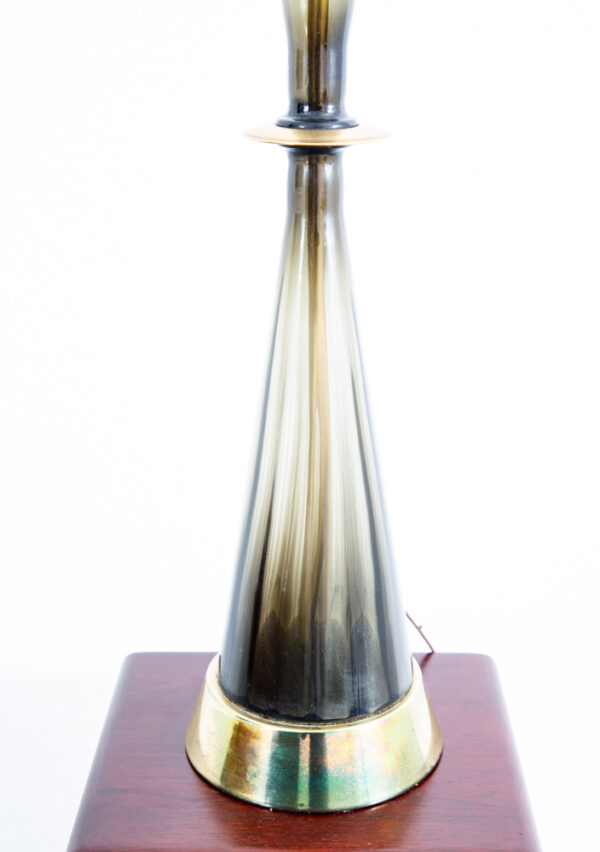 Mid Century Modern Table Lamp Glass Brass Vintage Lighting Light Gold Round Mcm - Image 4