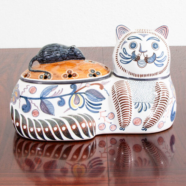 Mid Century Modern Cookie Porcelain Jar Art Pottery Cat Mouse Estrela Conimbriga - Image 2
