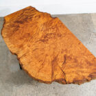 Mid Century Modern Coffee Table Live Edge Hairpin Wrought Iron Legs Burl Wood - Image 5