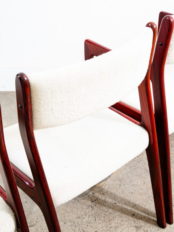 Mid Century Danish Modern Dining Chairs Set 6 Rosewood Farso White Denmark Arms - Image 12