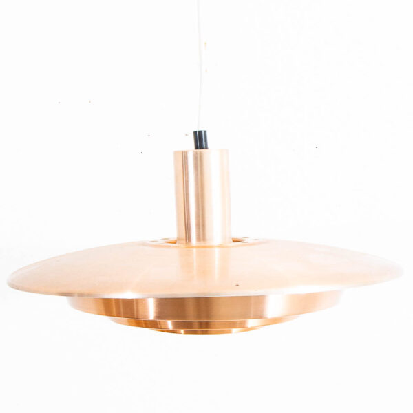 Mid Century Danish Modern Saucer Pendant Lamp Copper Finish Single Ceiling Light