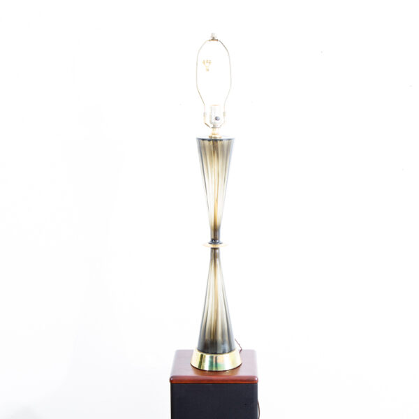 Mid Century Modern Table Lamp Glass Brass Vintage Lighting Light Gold Round Mcm