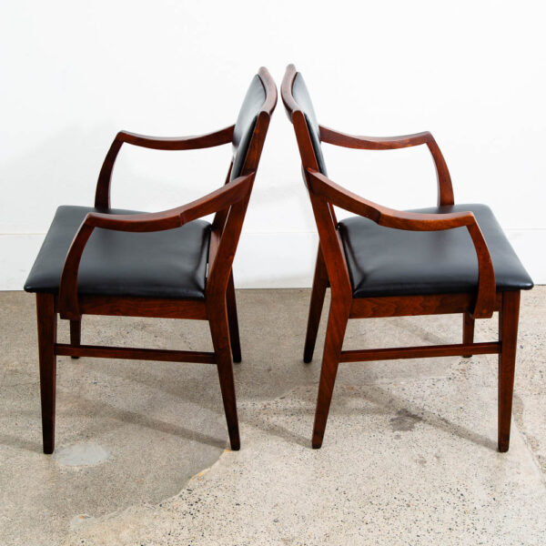 Mid Century Modern Dining Chairs Pair Solid Walnut Armchairs Captain Black Mcm - Image 5