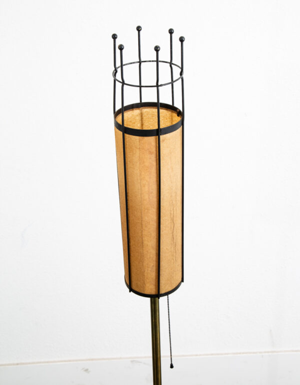Mid Century Modern Floor Lamp Table Light lighting Black Brass Round Gold Mcm - Image 4