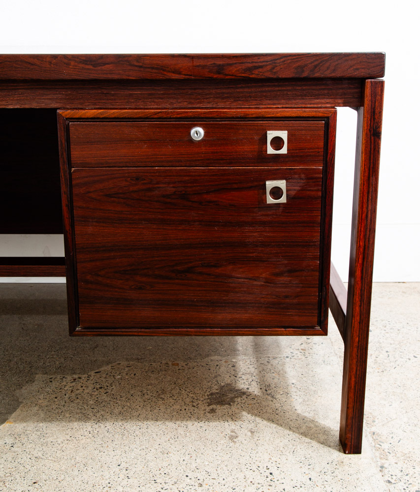 Mid Century Modern Desk Executive L shaped Arne Vodder HP Hansen Rosewood Return - Image 8