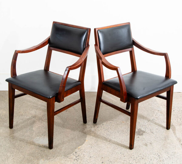 Mid Century Modern Dining Chairs Pair Solid Walnut Armchairs Captain Black Mcm