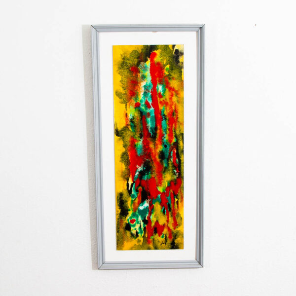 Mid Century Modern Original Painting Art Abstract Expressionism Red Yellow Teal - Image 8