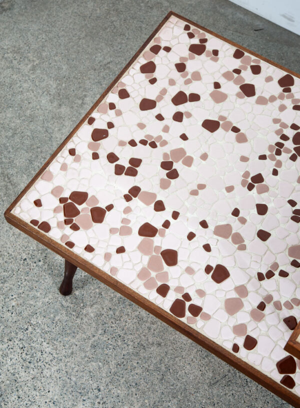 Mid Century Modern Nightstands End Side Table Step up Walnut Tile Ceramic Pebble - Image 10