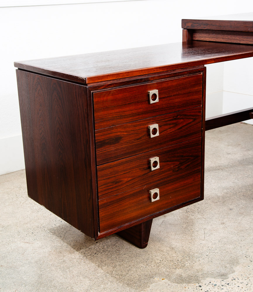 Mid Century Modern Desk Executive L shaped Arne Vodder HP Hansen Rosewood Return - Image 7