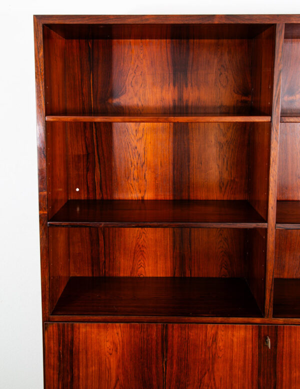 Mid Century Danish Modern Bookshelf Cabinet Rosewood Drawers Omann Jun Drop Leaf - Image 9