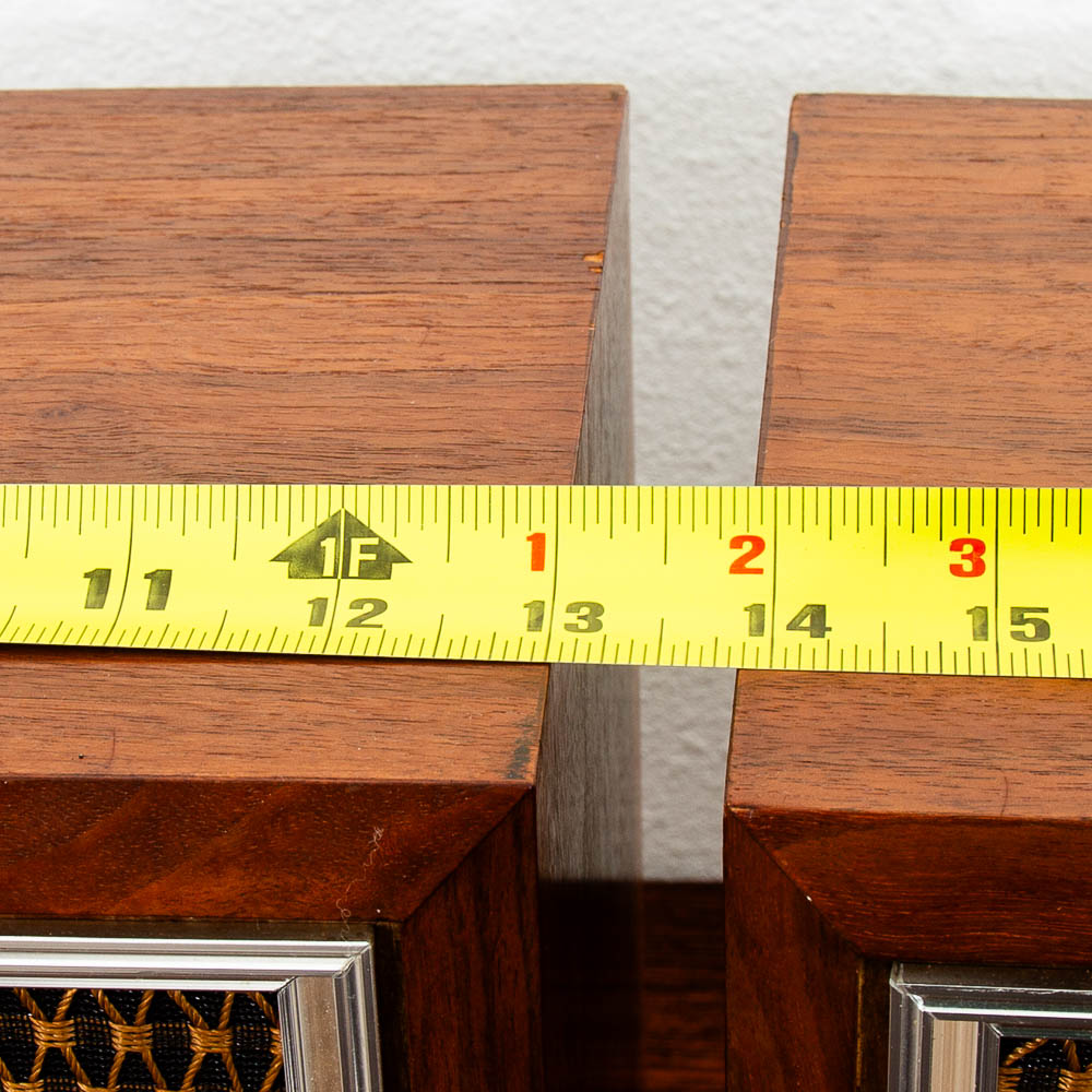 Mid Century Danish Modern Speakers Set Pair Teak Veneer Bookshelf Speakers MCM - Image 7