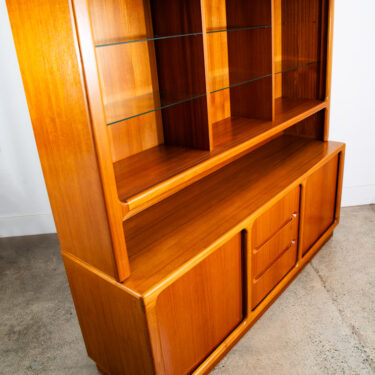 Mid Century Danish Modern Credenza Sideboard Display China Cabinet Teak 2 Tier
