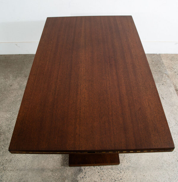 Mid Century Modern Dining Table Mahogany Leaf x2 Heywood Wakefield Gilbert Rhode - Image 5