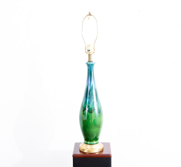 Mid Century Modern Table Lamp Ceramic Studio Blue Brown Vintage Lighting Light - Image 7
