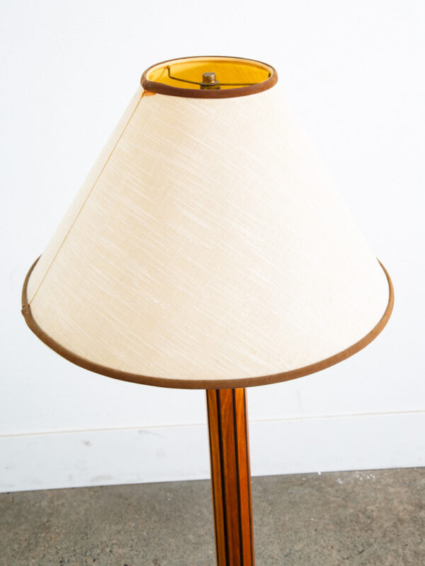 Mid Century Modern Floor Lamp Light lighting Gruvwood Walnut Cane Shade Vintage - Image 5