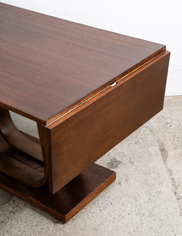 Mid Century Modern Dining Table Mahogany Leaf x2 Heywood Wakefield Gilbert Rhode - Image 9