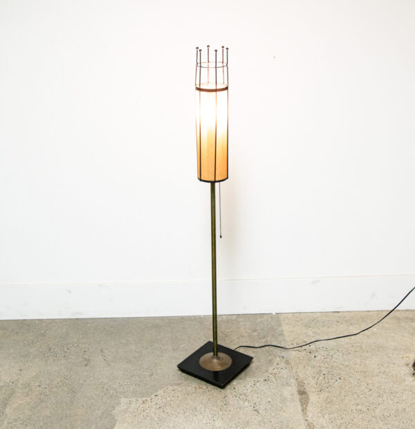 Mid Century Modern Floor Lamp Table Light lighting Black Brass Round Gold Mcm - Image 2
