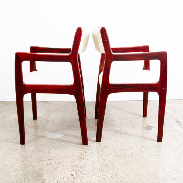 Mid Century Danish Modern Dining Chairs Set 6 Rosewood Farso White Denmark Arms - Image 7