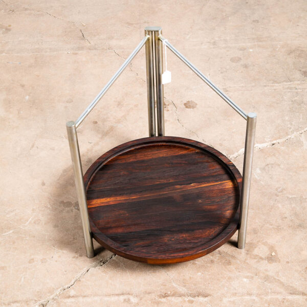 Mid Century Danish Modern Table Folding Brazilian Rosewood Round Mcm Dark Wood - Image 4