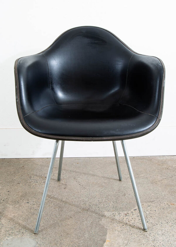 Mid Century Modern Chair Herman Miller Eames Molded Fiberglass Arm Shell Black - Image 2