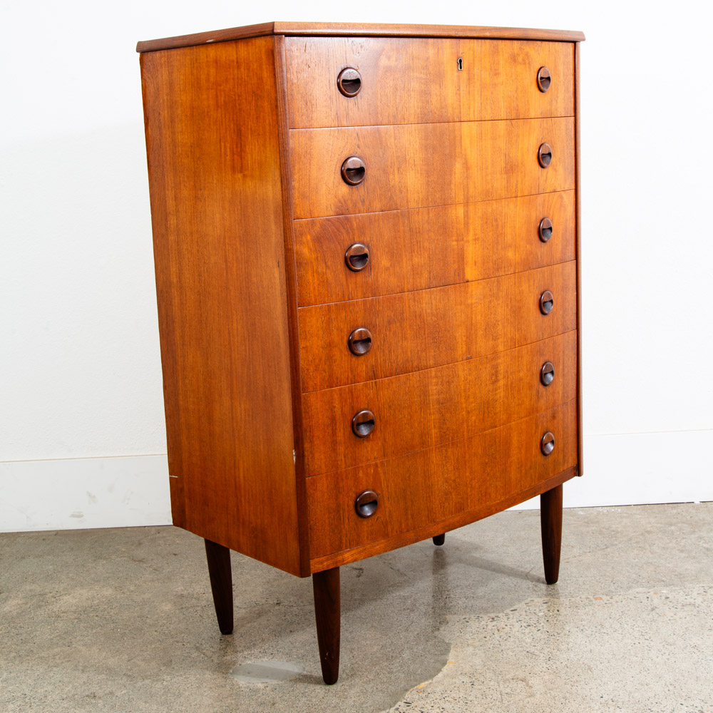 Mid Century Danish Modern Highboy Dresser 6 Drawer Teak Eyelid Kai Kristiansen - Image 2