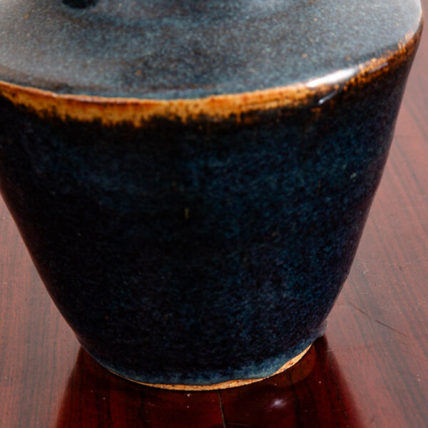 Mid Century Modern Vase Art Pottery Studio Fired Ceramics Blue Table Top Vessel - Image 10