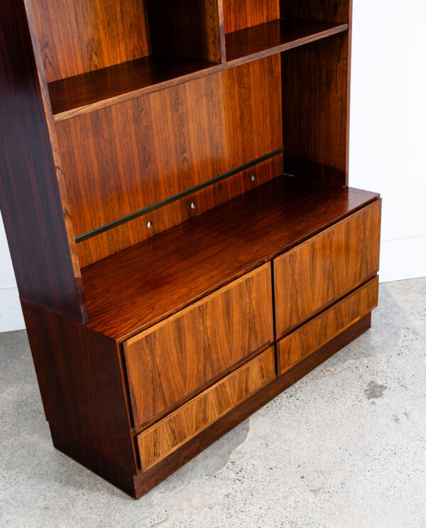 Mid Century Danish Modern Bookshelf Cabinet Rosewood Drawers Omann Jun Drawers - Image 9