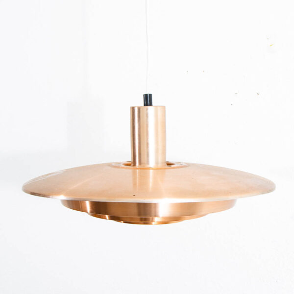 Mid Century Danish Modern Saucer Pendant Lamp Copper Finish Single Ceiling Light - Image 10