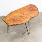 Mid Century Modern Coffee Table Live Edge Hairpin Wrought Iron Legs Burl Wood - Image 2