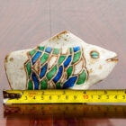 Mid Century Modern Studio Fired Ceramic Fish Green Blue Scales White Decoration - Image 10