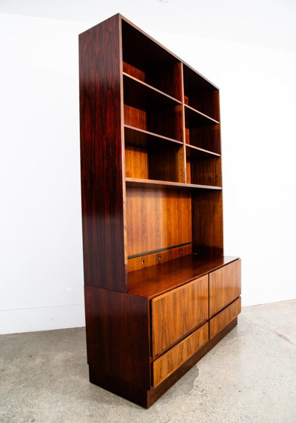 Mid Century Danish Modern Bookshelf Cabinet Rosewood Drawers Omann Jun Drawers - Image 8