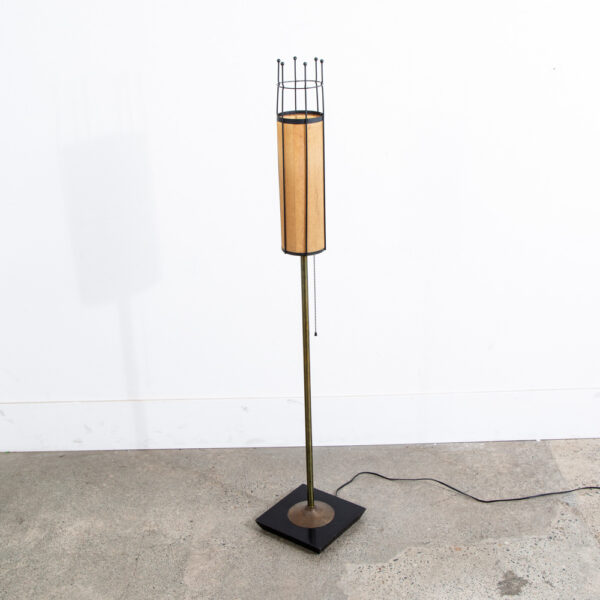 Mid Century Modern Floor Lamp Table Light lighting Black Brass Round Gold Mcm - Image 9