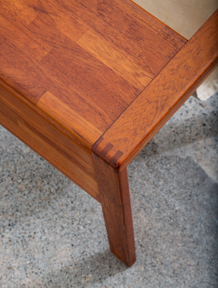 Mid Century Modern Magazine Rack Side Table Vintage Danish Canvas Sling Teak Mcm - Image 11