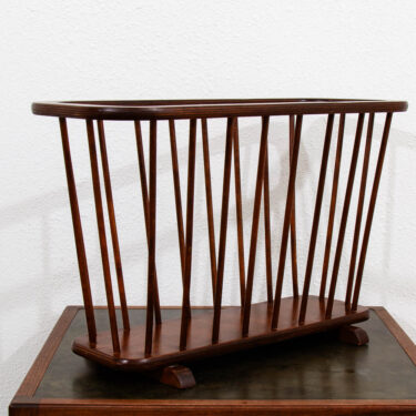 Mid Century Modern Vintage Magazine Rack Spindle Solid Walnut Wood Round Umanoff