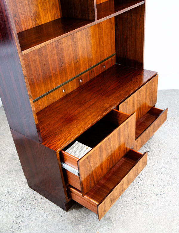 Mid Century Danish Modern Bookshelf Cabinet Rosewood Drawers Omann Jun Drawers - Image 5