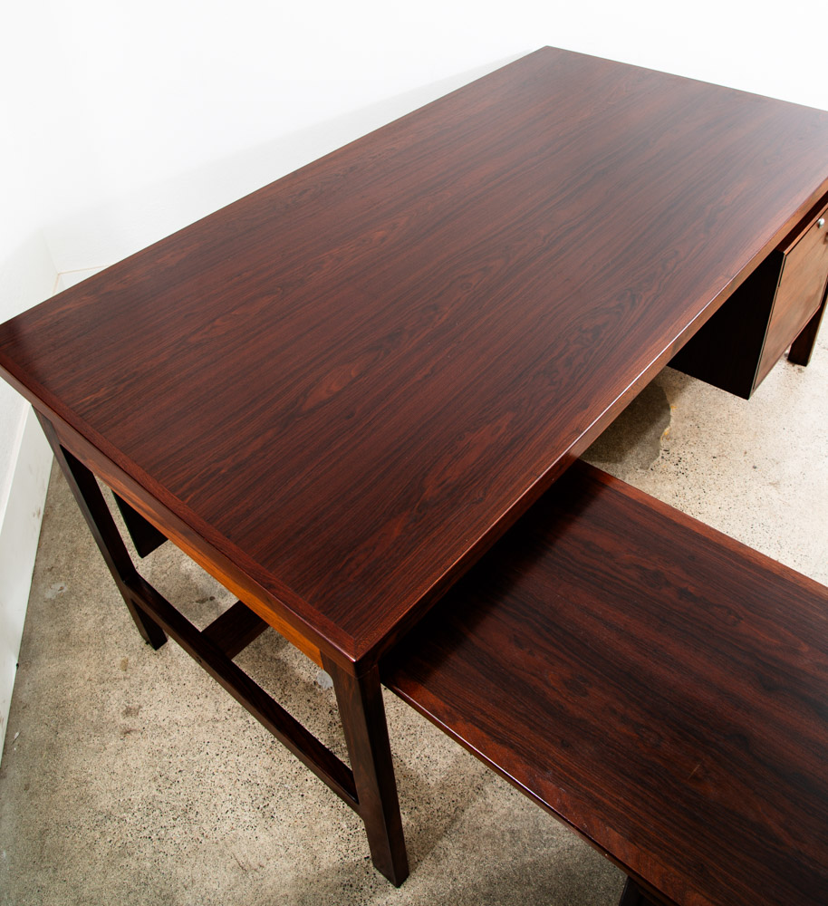 Mid Century Modern Desk Executive L shaped Arne Vodder HP Hansen Rosewood Return - Image 2