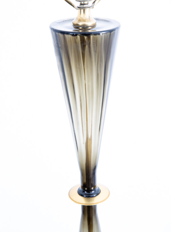 Mid Century Modern Table Lamp Glass Brass Vintage Lighting Light Gold Round Mcm - Image 7