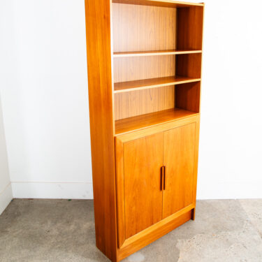 Mid Century Danish Modern Credenza Bookshelf Cabinet Teak Shelves Cabinet Doors