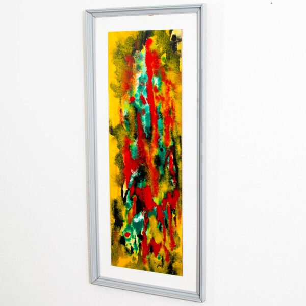 Mid Century Modern Original Painting Art Abstract Expressionism Red Yellow Teal - Image 2
