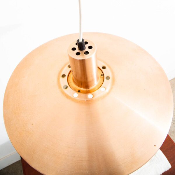 Mid Century Danish Modern Saucer Pendant Lamp Copper Finish Single Ceiling Light - Image 7
