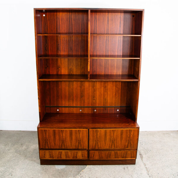 Mid Century Danish Modern Bookshelf Cabinet Rosewood Drawers Omann Jun Drawers - Image 2