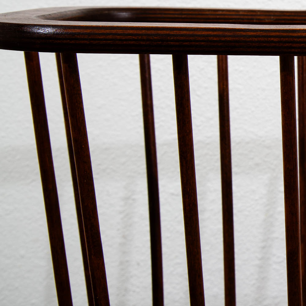 Mid Century Modern Vintage Magazine Rack Spindle Solid Walnut Wood Round Umanoff - Image 7