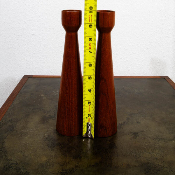 Mid Century ModernCandle Holders Set Two Skidan Solid Wood Teak Vintage Mcm - Image 12