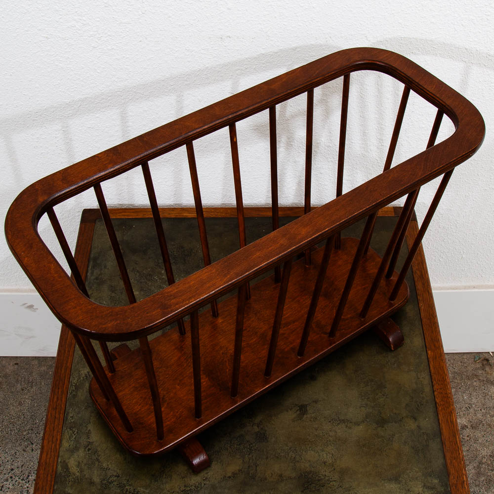 Mid Century Modern Vintage Magazine Rack Spindle Solid Walnut Wood Round Umanoff - Image 6